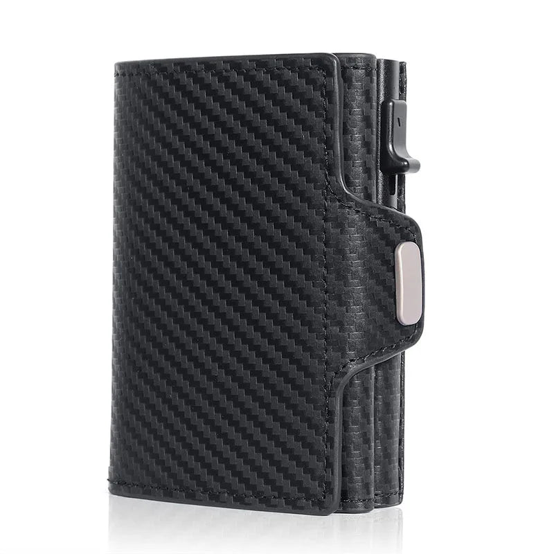 Pop-Up RFID Slim Card Holder Wallet for Men Minimalist Leather Credit Card Wallet with Cash Slot Coin Pocket EDC Travel Wallet