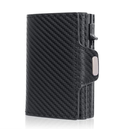 Pop-Up RFID Slim Card Holder Wallet for Men Minimalist Leather Credit Card Wallet with Cash Slot Coin Pocket EDC Travel Wallet