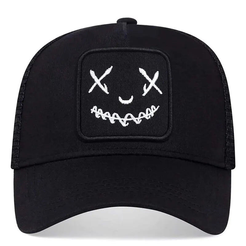 Unisex Ghost Face Embroidery Baseball Net Caps Spring and Summer Outdoor Adjustable Casual Hats Sunscreen Hat
