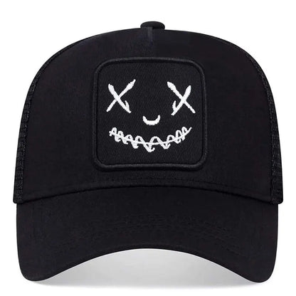 Unisex Ghost Face Embroidery Baseball Net Caps Spring and Summer Outdoor Adjustable Casual Hats Sunscreen Hat