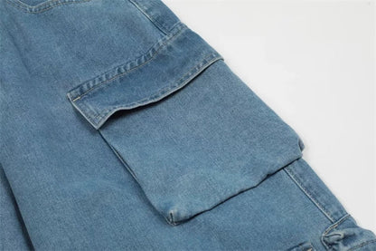Y2K Cargo Jeans Women's Baggy Wide Leg Multi-Pocket Fashion Denim Pants Harajuku Streetwear Female Vintage Loose Casual Pants