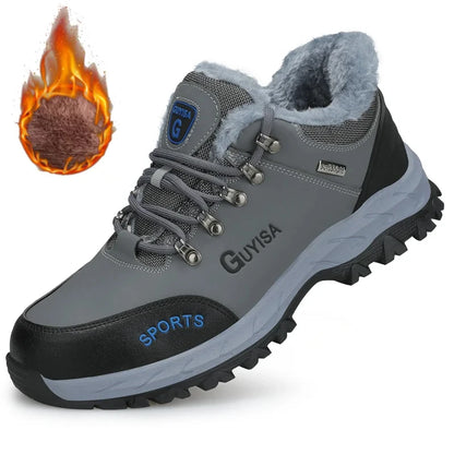 2024 New Winter Plush Safety Work Shoes For Men Waterproof Indestructible Steel Toe Cap Anti Nail Construction Shoes Male Boots