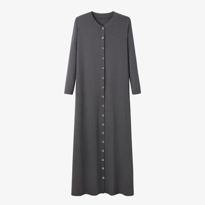 AS AW25 ribbing maxi dress woman fashion V neck comfortable button dress