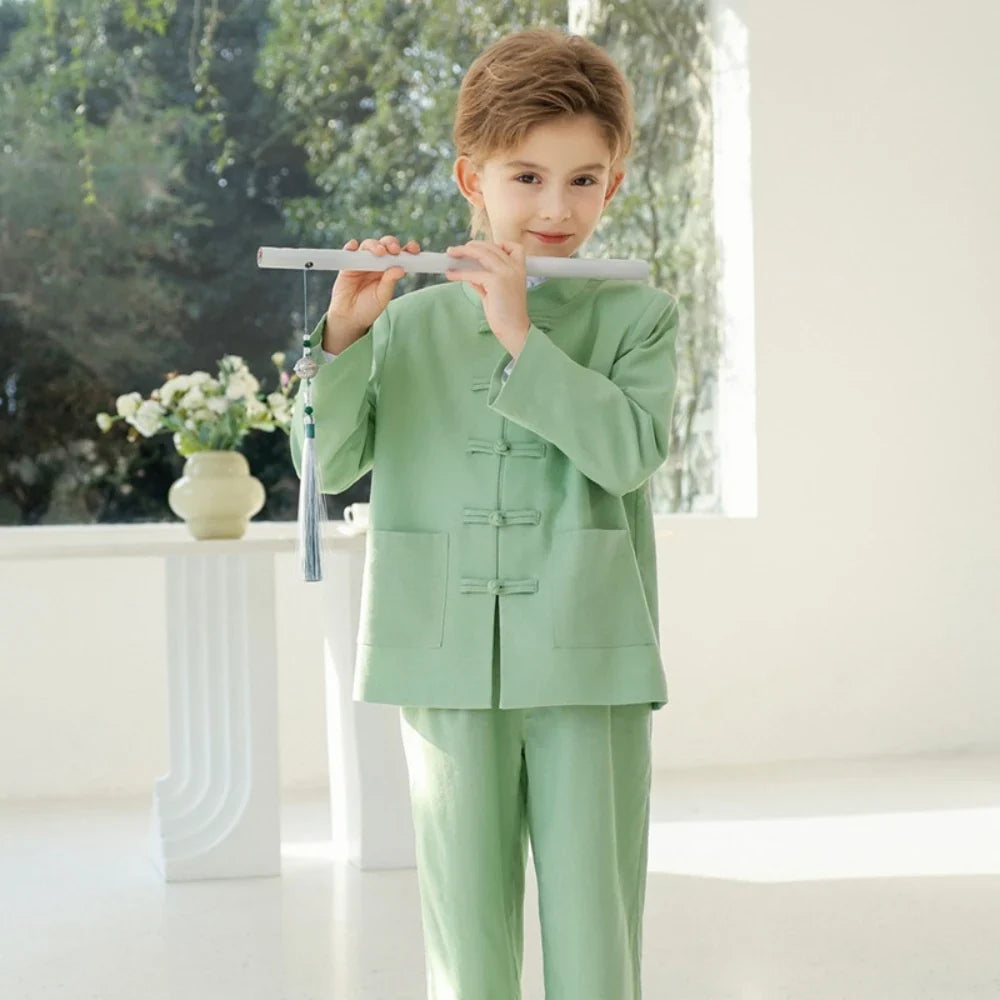 2026 New Chinese Style Boys Suit Set 3 Pieces Performance Costumes Comfortable Elegant Kids Suits Banquet Party Tuxedo 90-170cm