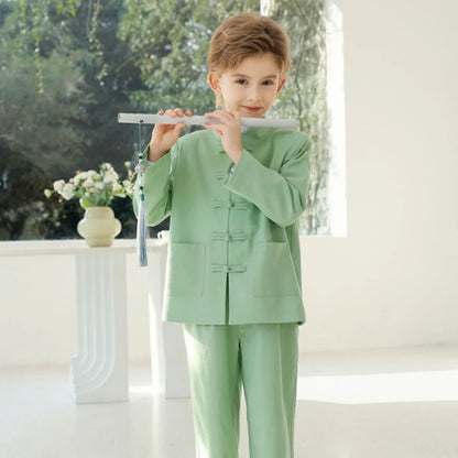 2026 New Chinese Style Boys Suit Set 3 Pieces Performance Costumes Comfortable Elegant Kids Suits Banquet Party Tuxedo 90-170cm