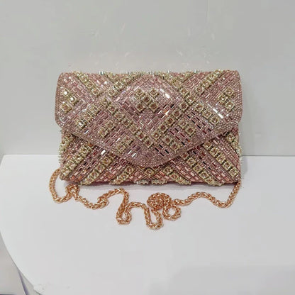 Rhinestone Evening Clutch Bag 2025 Diamond Women Banquet Party Wedding Fashion Messenger Purse Chain Small Shoulder Bag
