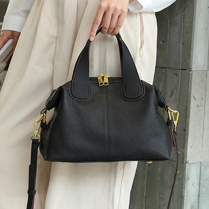 Women's Bag 2025 Trend Natural Cow Leather Bag Female Retro Cowhide Crossbody Bags Ladies Large Capacity Shoulder Bag Women