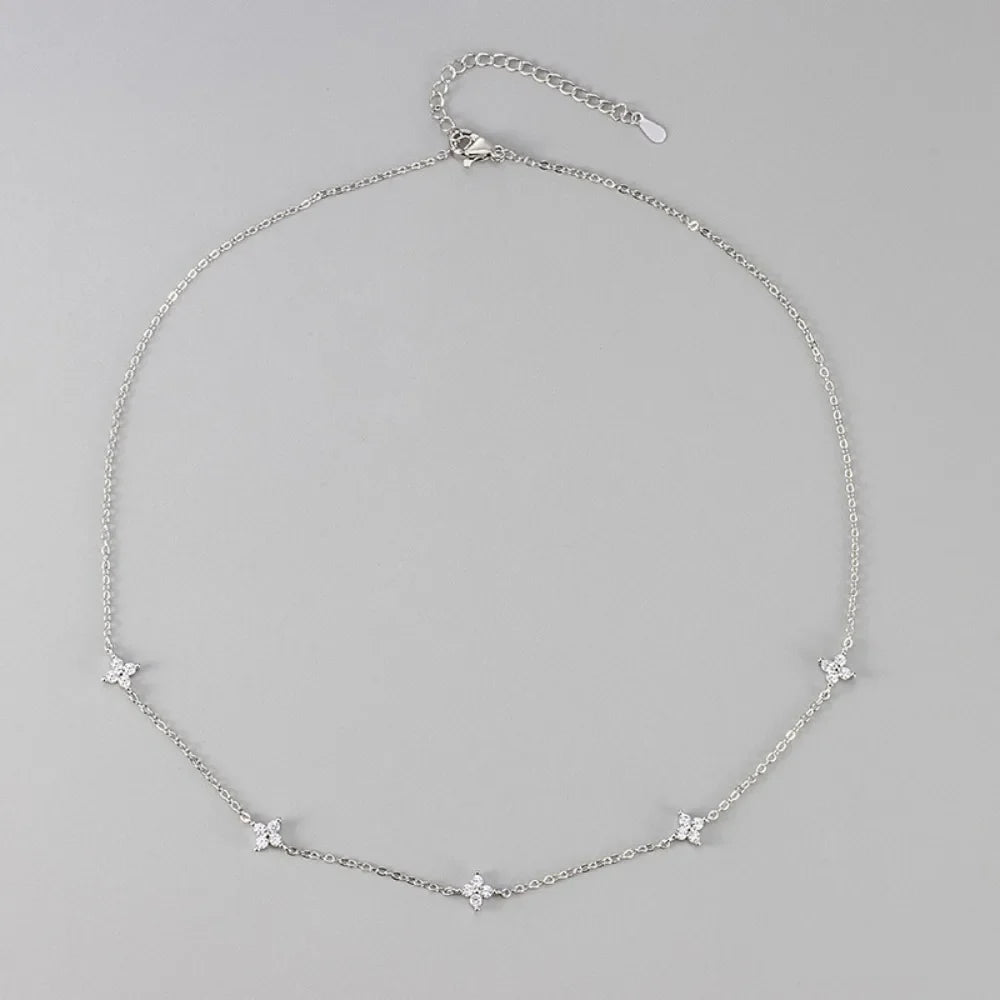 Four-Leaf Clover Moissanite Necklaces for Women Certified 2mm Lab Diamond Choker 925 Sterling Silver Chian Fine Jewelry Gifts