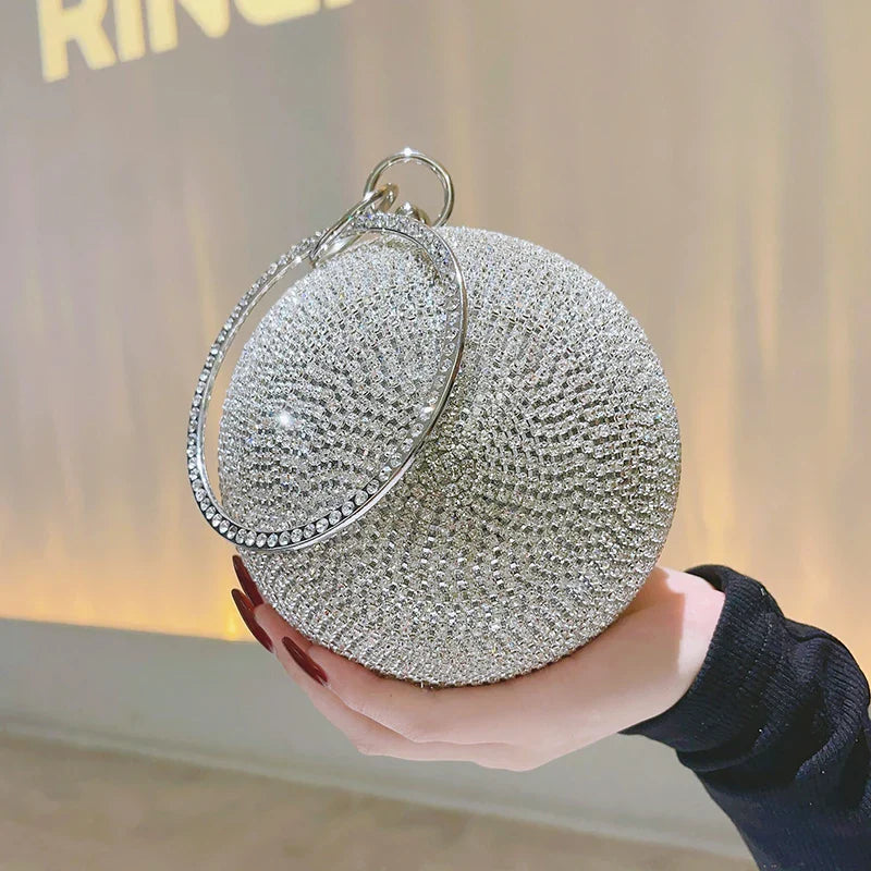 Round Pearl Clutch Purse Handbag Luxury Elegant Evening Bag Ring Handle For Women Bride Bridesmaid Wedding Party Handbag Purses
