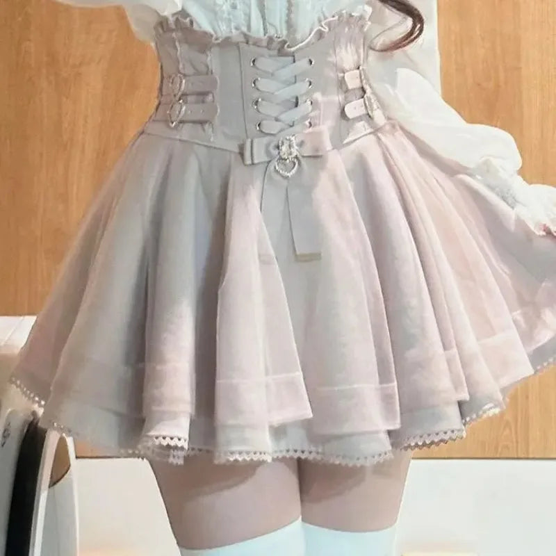 Japanese Harajuku Mini Skirt Punk College Style Plaid Cake Subculture Y2k Skirt Girl Summer High Waist Sweet Mini Skirt