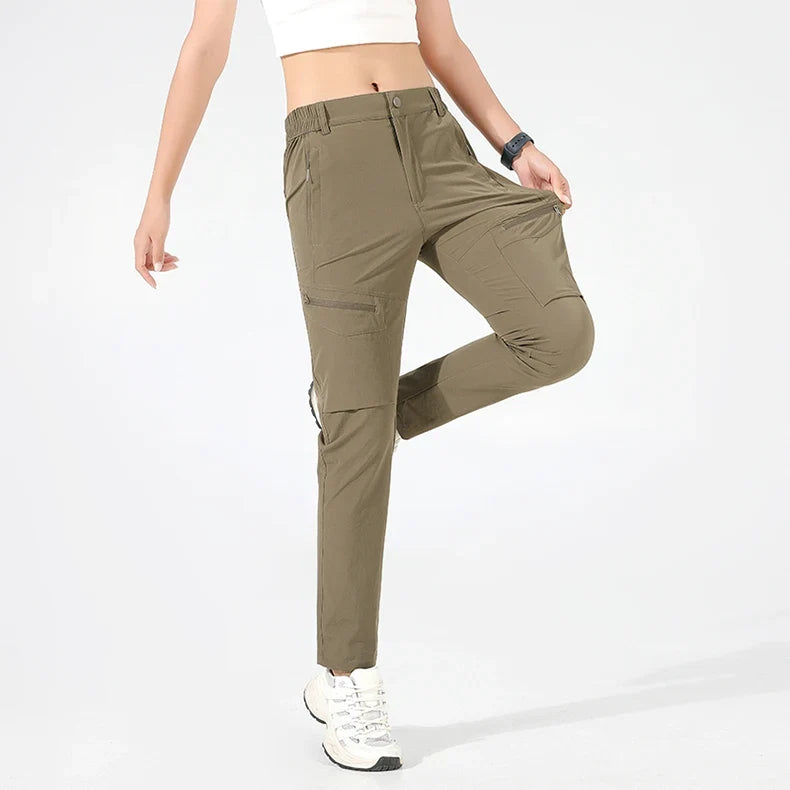 Women's Summer Hiking Pants Quick-Dry Waterproof Cargo Pants Outdoor Stretch Mountain Trousers For Camping Climbing