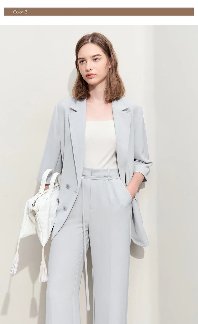 Minimalism 2024 Summer New Commuter Fashion Loose Blazer High Waist Casual Solid Pants Women's Clothes Separately 12442201