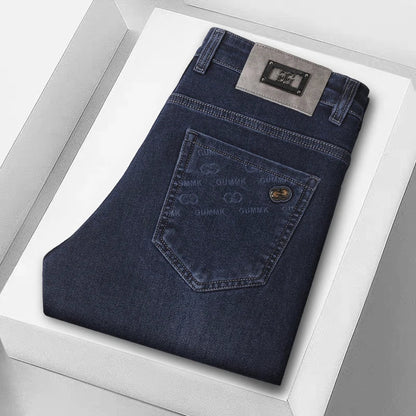 New Men's Comfortable Soft Business Fashion Straight Casual Denim Trousers Male Brand Clothing Light Luxury Stretch Slim Jeans