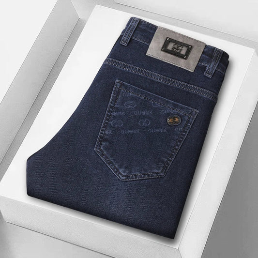 New Men's Comfortable Soft Business Fashion Straight Casual Denim Trousers Male Brand Clothing Light Luxury Stretch Slim Jeans