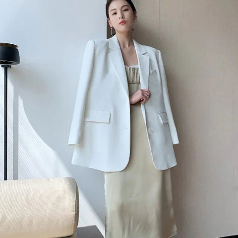 White Suit Jacket Female  2026 New Korean Version Loose Online Celebrity Casual Professional Fashion Small Suit Jacket