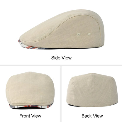 Linen Cap Irish Flat Cap for Men Casual Fitted Newsboy Cap Adjustable Classic Ivy Gatsby Hat