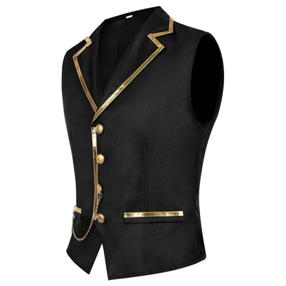 Men Suit Vest British Style Slim Contrast Color Male Waistcoat Turn Down Collar Single-breasted Wedding Party Man Vest