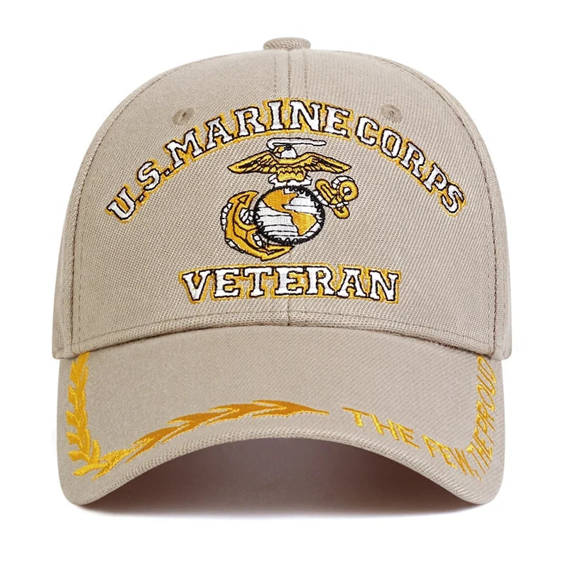 U.S. MARINE CORPS VETERAN Letter Embroidery Baseball Caps Spring and Autumn Unisex Outdoor Adjustable Casual Hats Sunscreen Hat