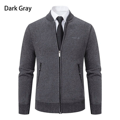 2023 Knitwear Spring and Autumn Men's Stand-up Collar Thick Warm Cardigan Sweater Winter Loose Casual Coat