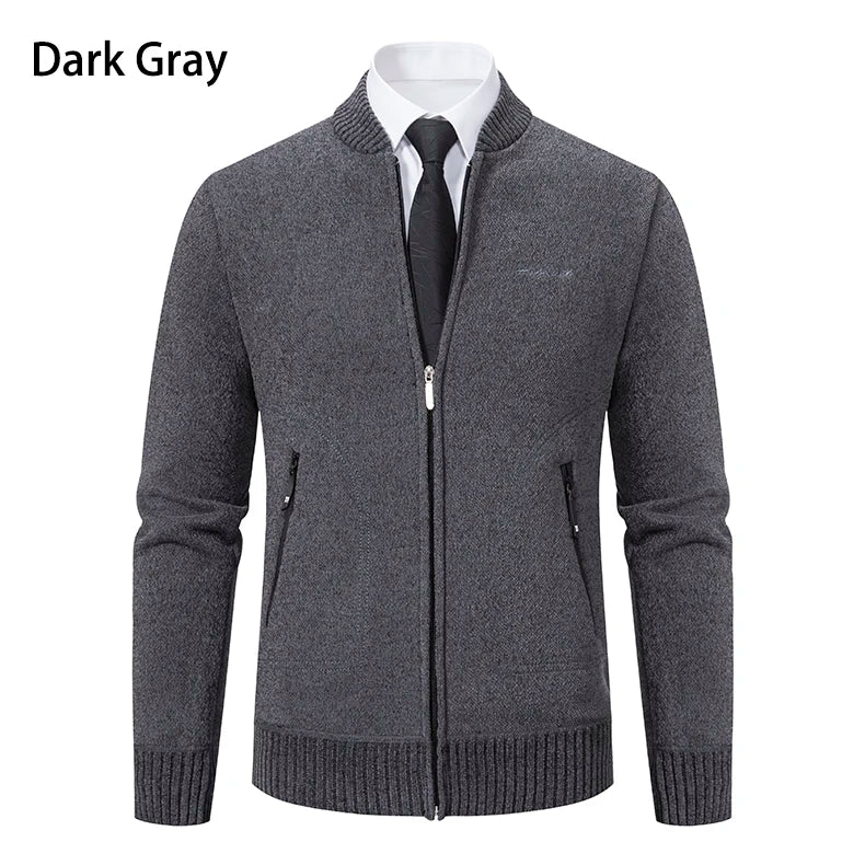 2023 Knitwear Spring and Autumn Men's Stand-up Collar Thick Warm Cardigan Sweater Winter Loose Casual Coat