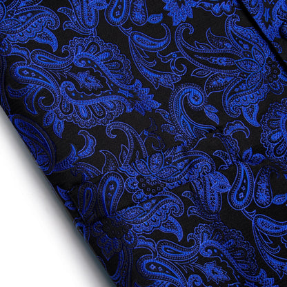Mens Royal Blue Red Bronwn Orange Vest Tie Hanky Cufflinks Set Paisley Waistcoat Sleeveless for Male Wedding Busniess