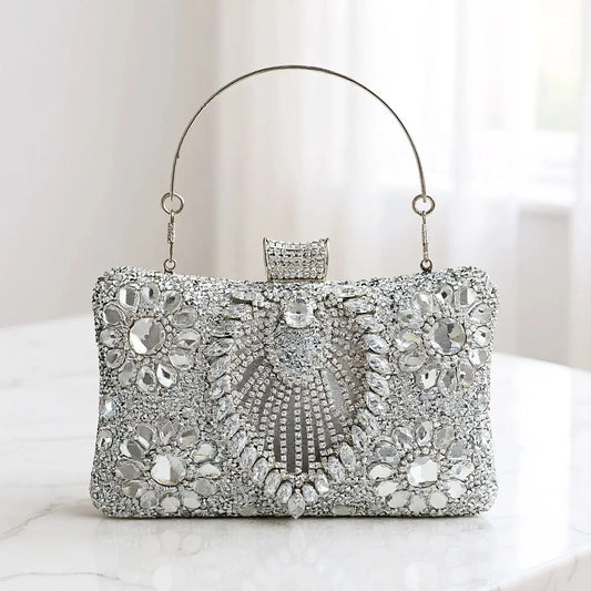 Flower One Side Glitter Tassel Women Evening Bags Diamonds Small Day Clutch Luxury New Chain Shoulder Handbags For Party