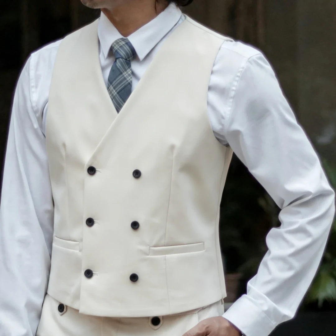 Men Vest Double Breasted V Neck Solid Waistcoat For Wedding Grrom Banquet Business Party Work Office Casual Daily Men Suit Vest
