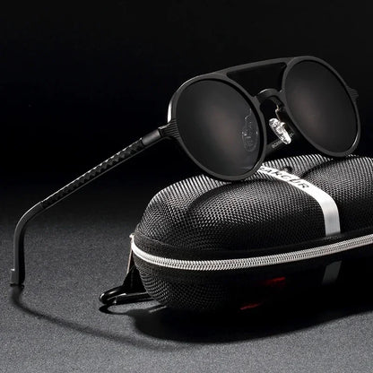 Vintage Aluminum Magnesium Sun Glasses Men Polarized Driving Sunglasses Round Steampunk Shades Brand Designer Eyewear