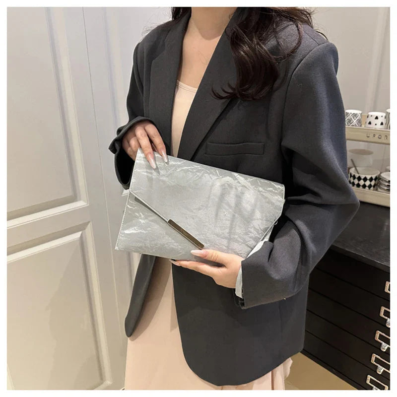 Fashion Women Clutch Soft PU Leather Solid Color Evelope Bag Wristlet Bags Female Small Handbags Day Clutches Evening Party Bags
