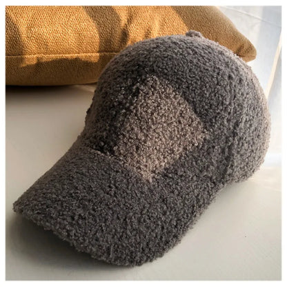 Cap for Women Winter Warm Baseball Cap Women Artificial Lamb Wool Hats  Plush Baseball Caps Autumn Baseball Cap