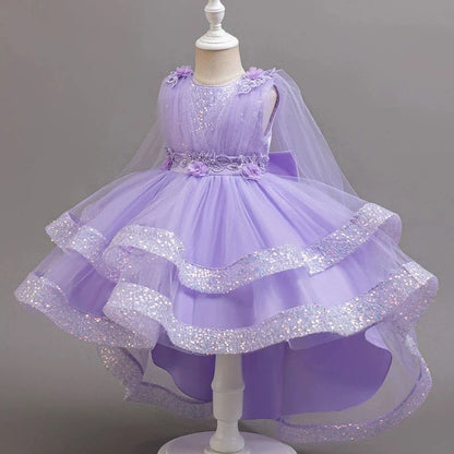 Fashion Solid Princess Dress Girls Lace Mesh Sleeveless Flower Girl Dresses Summer Children Clothing Girls Dress 1-10 Years