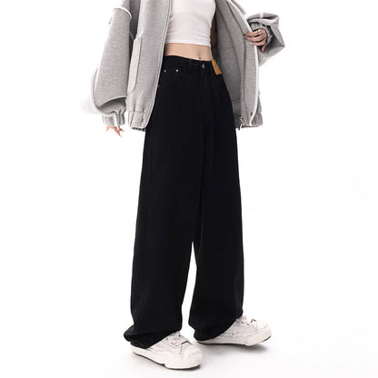 Black Baggy Straight Jeans Women Korean Fashion Streetwear High Waist Wide Leg Denim Pants Female Loose Mopping Jean Trouser Y2K