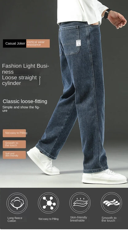 2026 New Y2K  Autumn and Winter Baggy  Jeans Men's  Loose Straight Wide-leg Business Trousers Mens Clothing