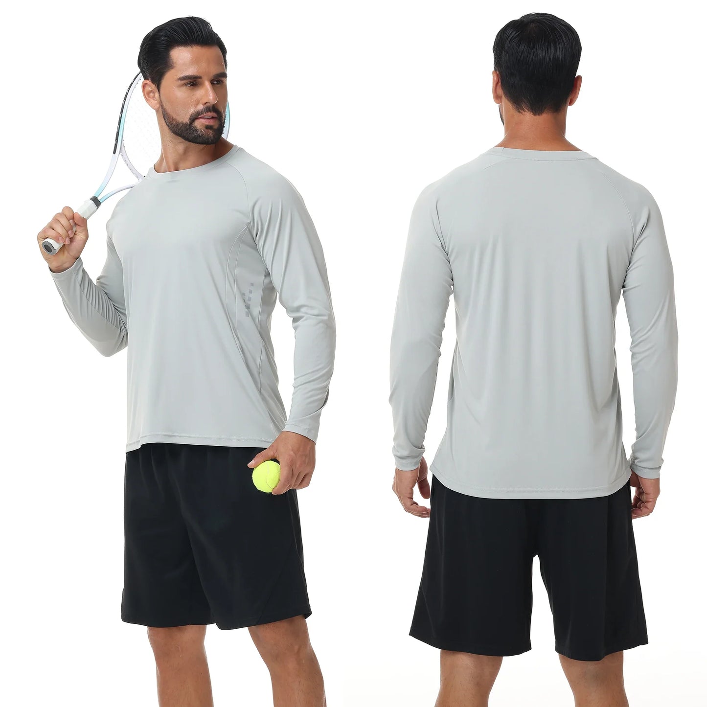Men UPF 50+ Long Sleeve T-Shirt, Rash Guard Breathable Tops, Pullover Shirt for Sport Fishing Hiking Running Beach Surfing