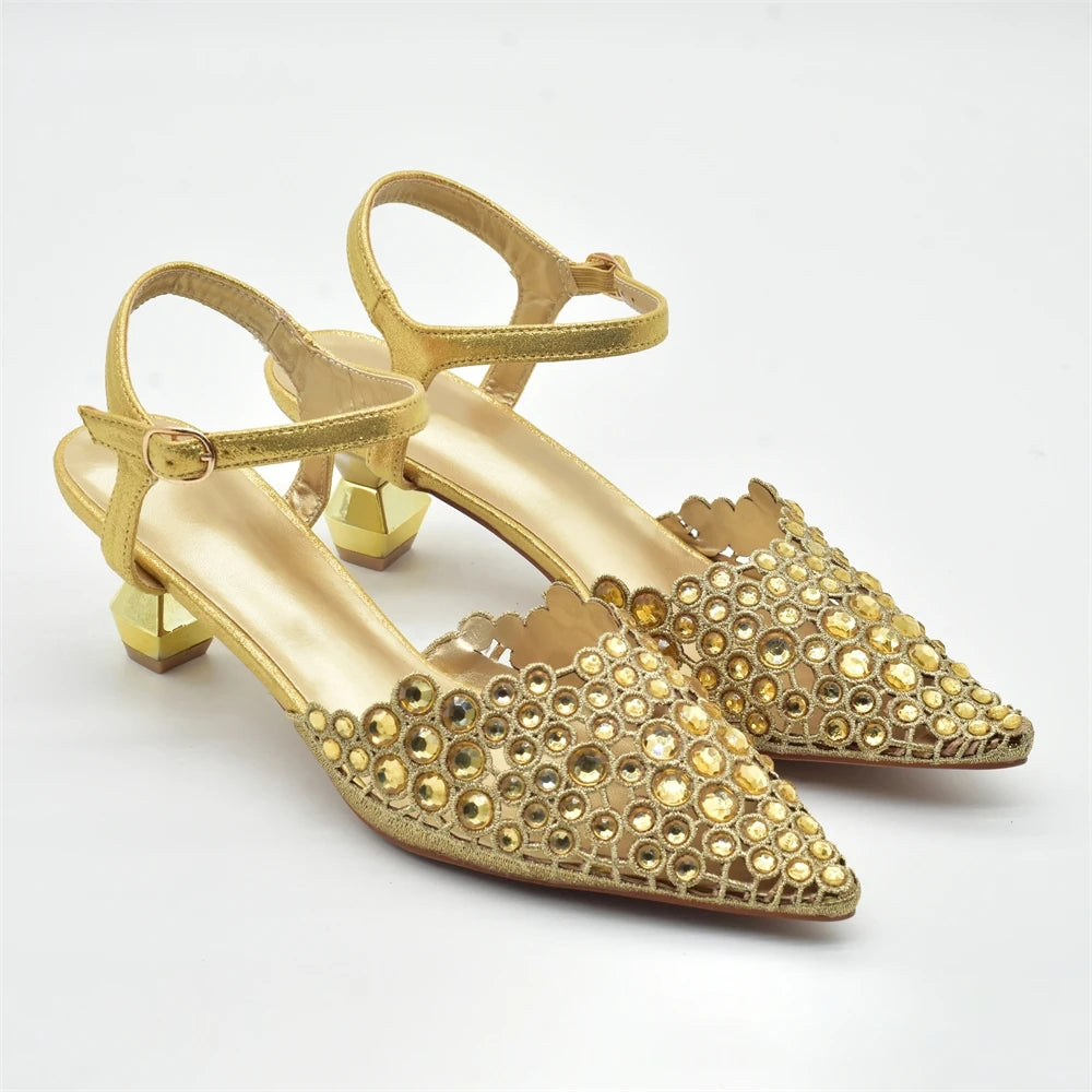 New Arrival Party Shoe and Bag Set for Women Italy 2026 Nigeria Elegance Party Rhinestone Pointed Toe Women's Shoes High Heel