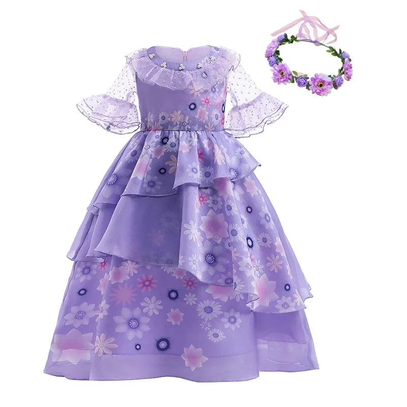 Magic House Charm Costumes For Girls Kids Birthday Princess Party Dress Luisa Madrigal Cosplay Children Halloween Carnival Gown
