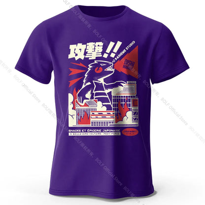 Urban Anime Dinosaur Graphic T-shirt - Unique Japanese Cartoon Design for Men Women Trendy Streetwear