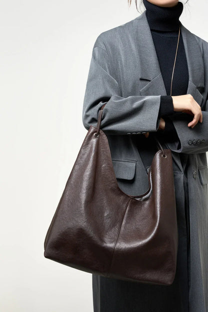 New Women's Large Capacity Genuine Leather Handbag Fashion Single Shoulder Underarm Bag for Ladies Commuting Stylish Girls Bag