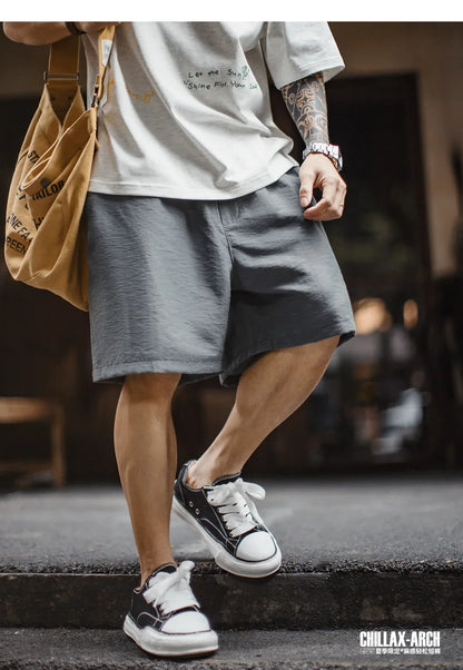 Men's Lyocell Linen Look Shorts Straight Leg Elastic Waist Lightweight Breathable Old Money Casual Summer Male Pants