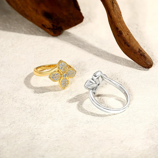 ATTAGEMS Bague Originale Moissanite Fleur Croisée DVVS1 en Argent Sterling 925 Véritable pour Femmes Filles Cadeau Anniversaire Bijoux Vente en Gros