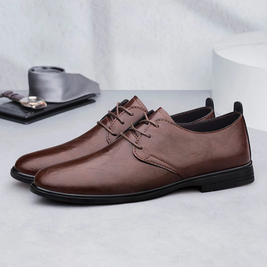 High Quality Handmade Casual Leather Business Shoes Mens Formal Oxford Office Shoes Fashion Lace-up Casual Flat Designer Shoes