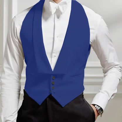 Men Vest White Single Button Solid With Lapel Waistcoat Suit For Wedding Birthday Banquet Party Business Work Men Suit Vest