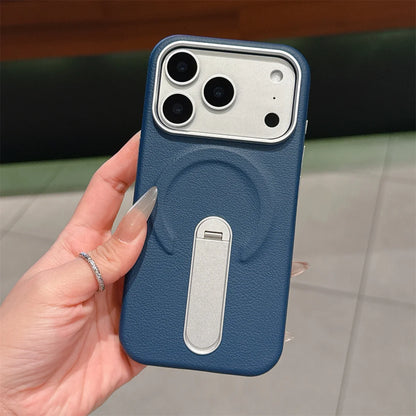 Stand Holder Magnetic Leather Phone Case for IPhone 17 16 15 14 13 Pro Max for Magsafe Wireless Charge Shockproof Cover