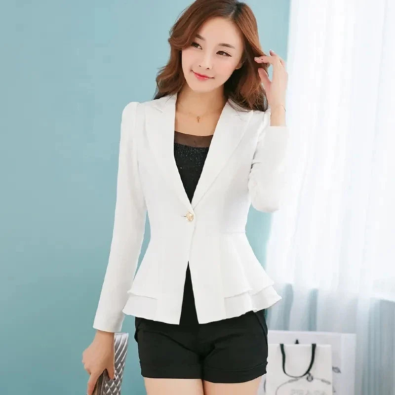 Women's Blazer 2025 New Long Sleeve Blazers Pockets Jackets Coat Slim Office Lady Jacket Female Tops Suit Blazer Femme Jackets