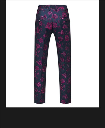 New Men Luxury Jacquard Suit Pants Fashion Wedding Party Groom Dress Trouser