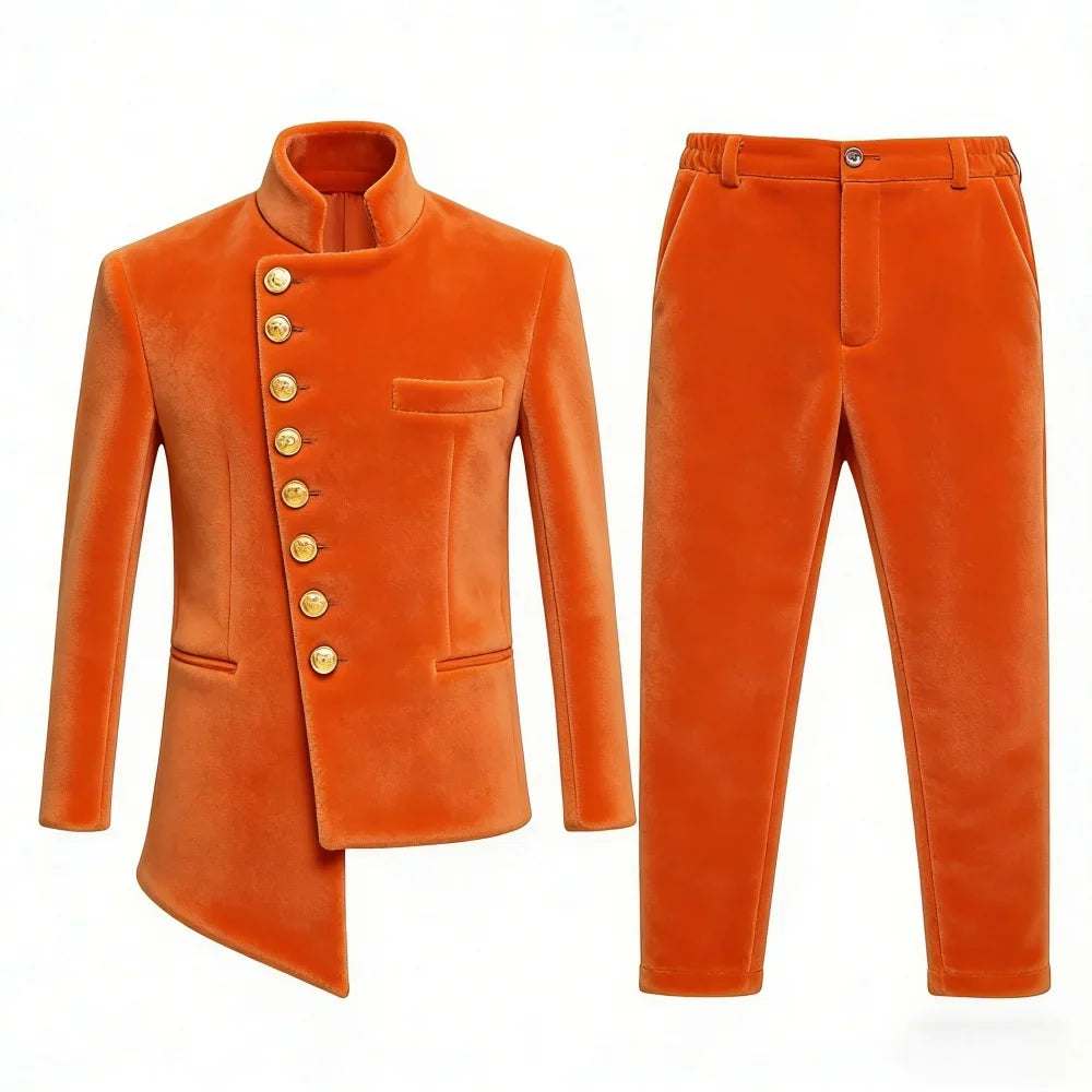 New African Boys Suits 2 Pieces Birthday Party Wear Long Sleeved Slim Fit Suit Set Wedding Guest Clothes Plus Size Tuxedo 2-20T