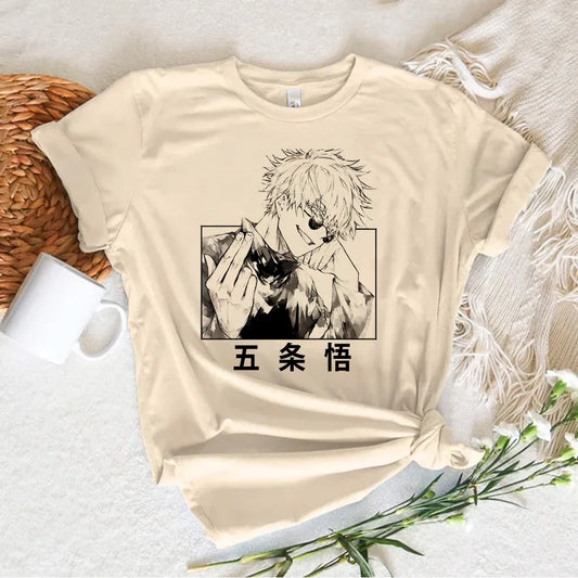Gojo Anime t shirt women Y2K graphic streetwear top girl Japanese anime streetwear clothes