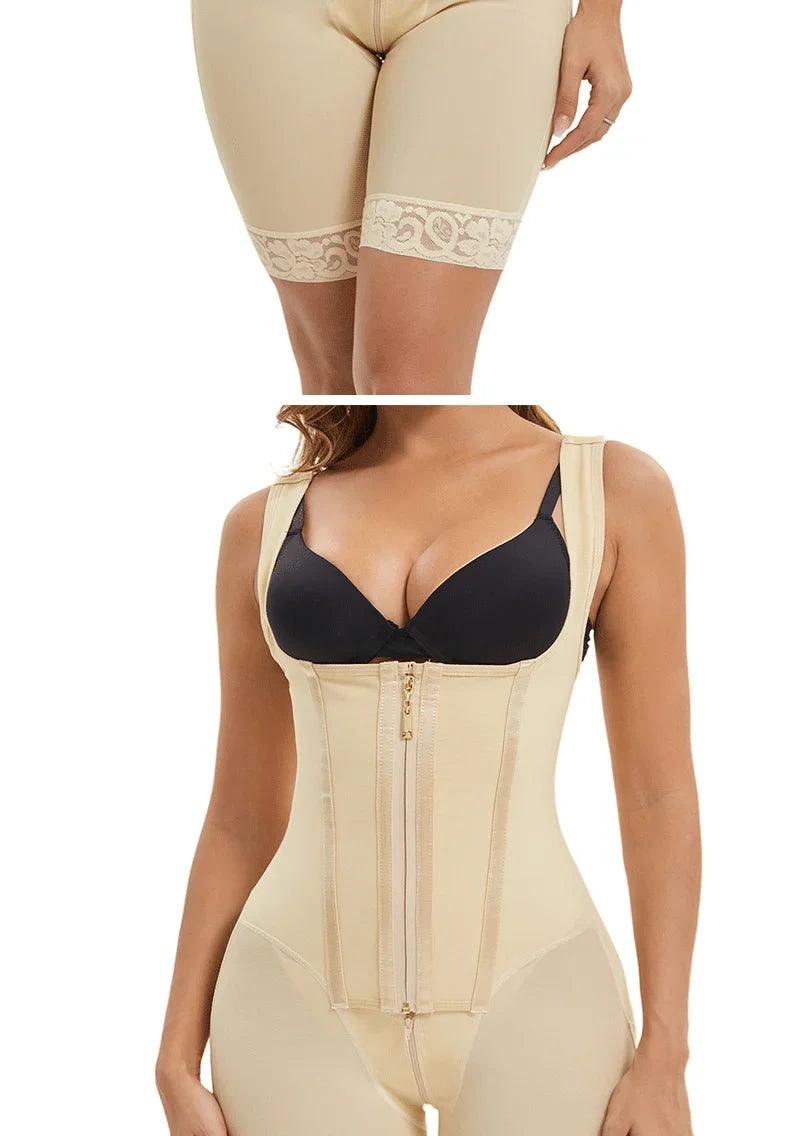 Women Full Body Shapewear Bodysuit for Abdomen Control High Compression Reducing and shaper girdles Zipper Crotch Shapewear Faja