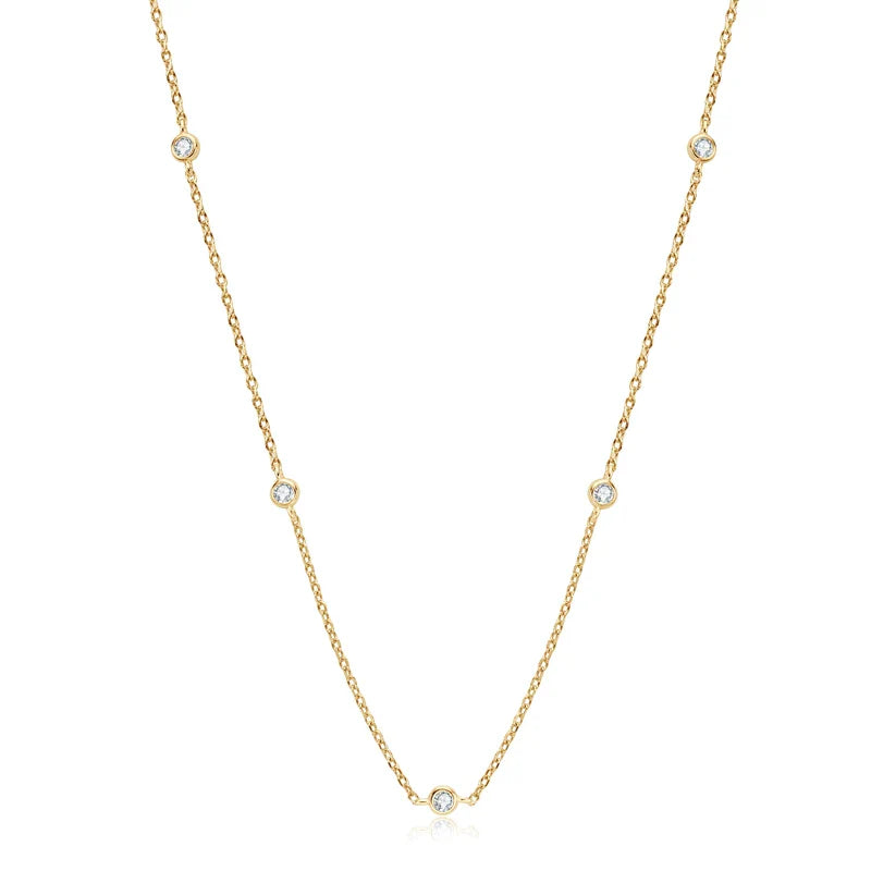 925 Sterling Silver Necklaces Round Cut 2.5mm/4mm Bezel Moissanite Choker Necklace for Women Multilayer Neck Jewelry