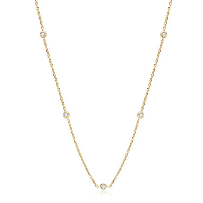 925 Sterling Silver Necklaces Round Cut 2.5mm/4mm Bezel Moissanite Choker Necklace for Women Multilayer Neck Jewelry